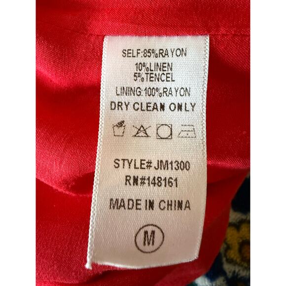 J. Marie Embroidered Red Floral Dress – Size M - Picture 8 of 8